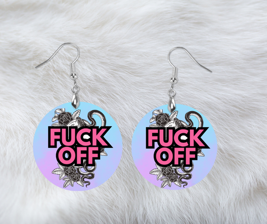 Fuck off (skull & snakes) round earrings