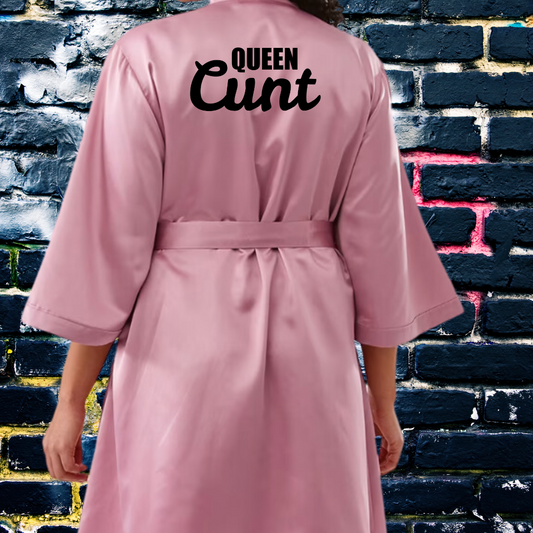 Queen Cunt Dusty Pink Dressing Gown - Above knee